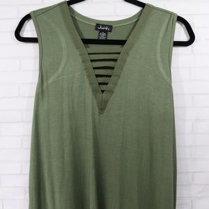 Justify V-Neck Sleeveless Olive Green Top M NWT